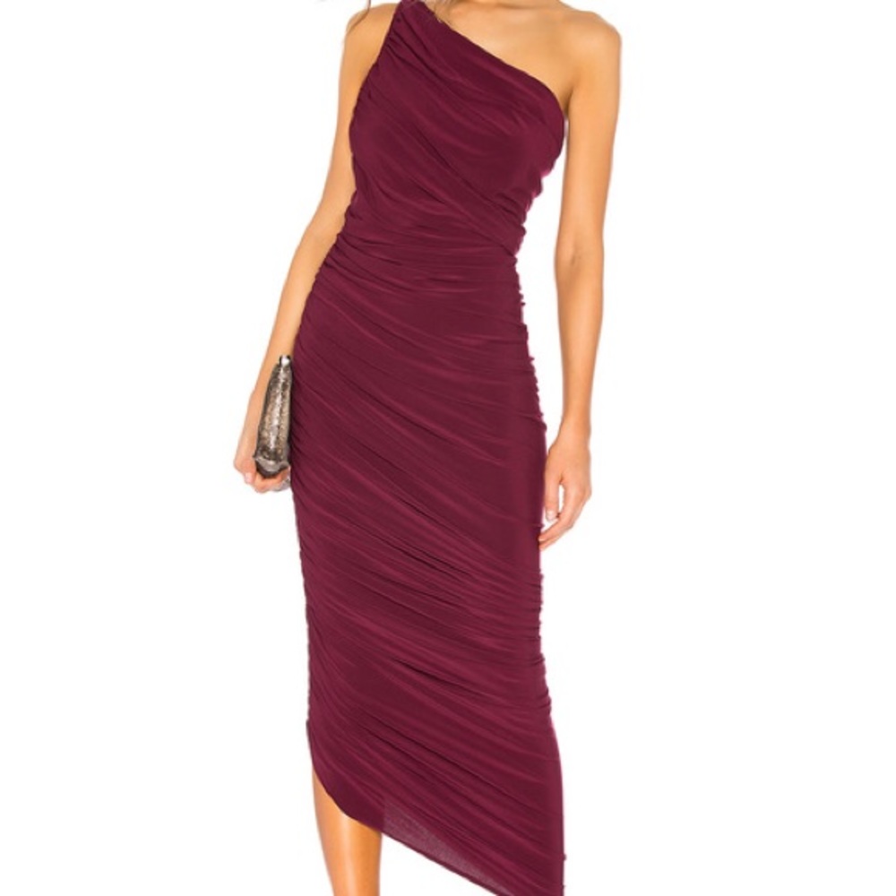 Burgundy One-Shoulder Dress